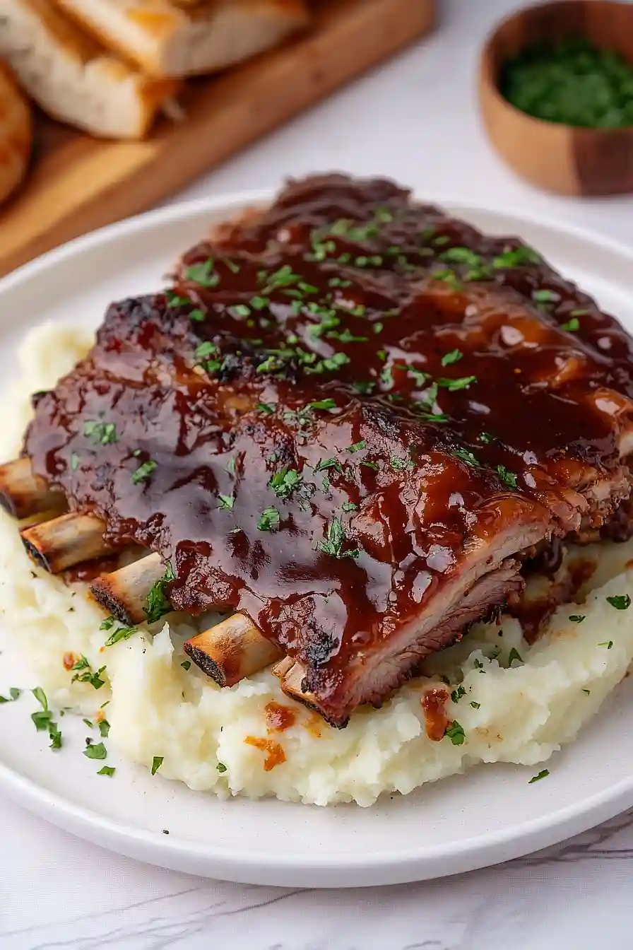 bbq ribs with mashed potatoes
