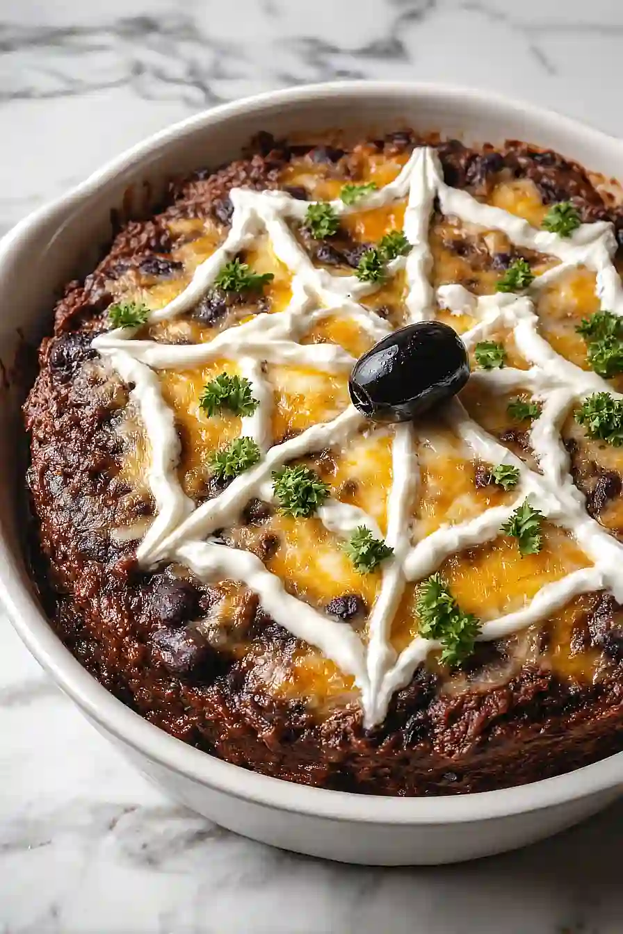 spider web black bean dip