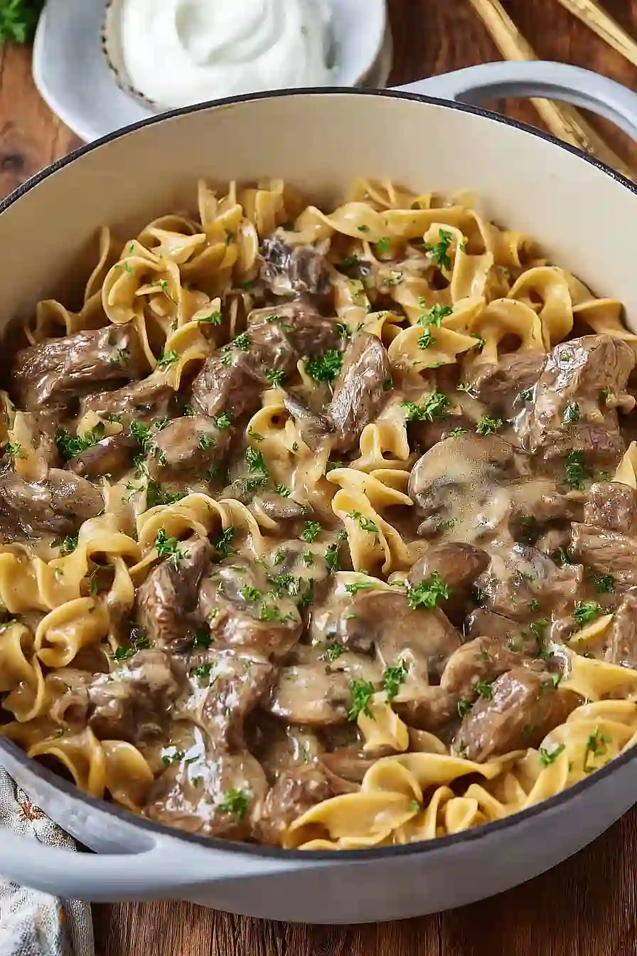 beef stroganoff with noodles