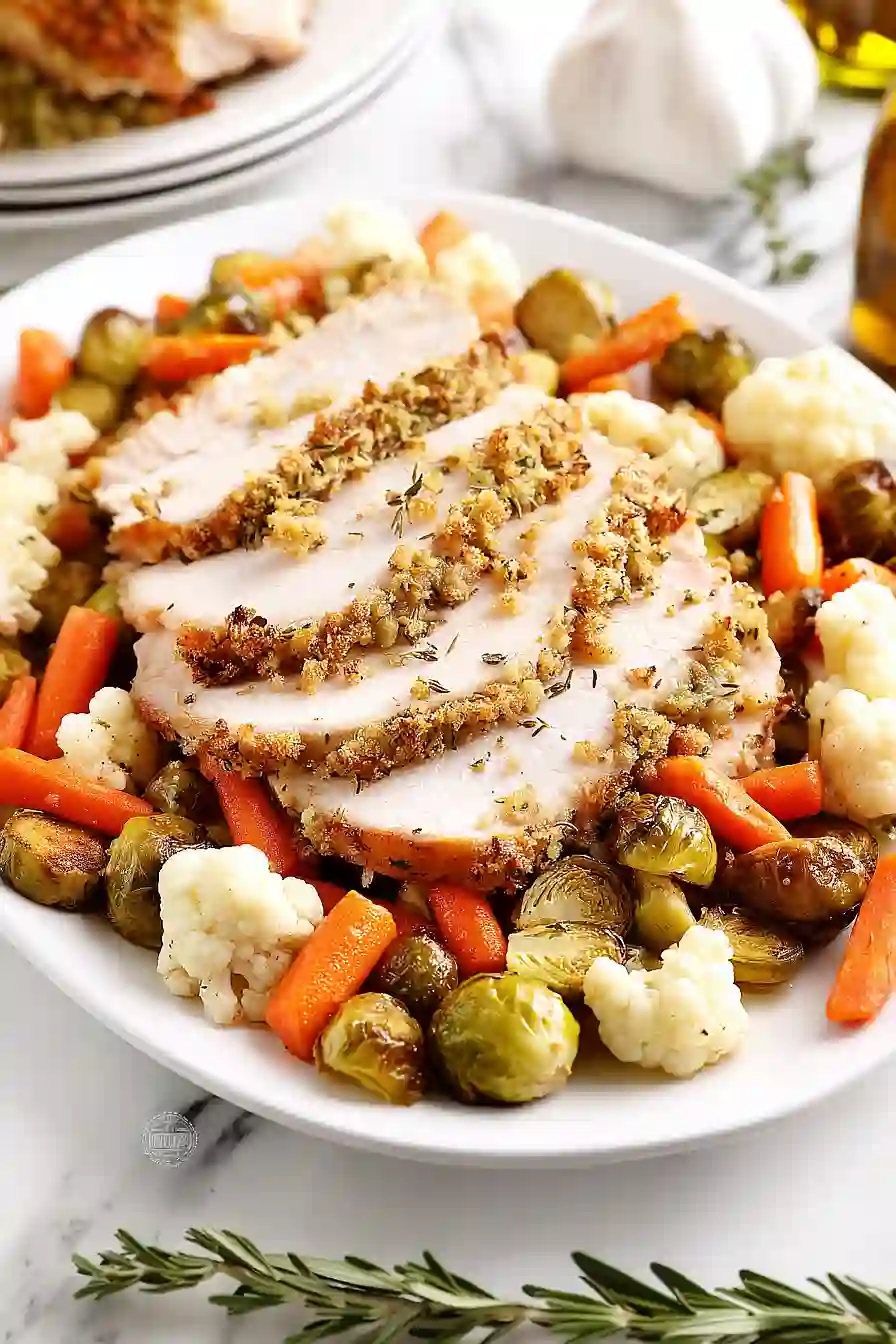 roasted turkey with vegetables