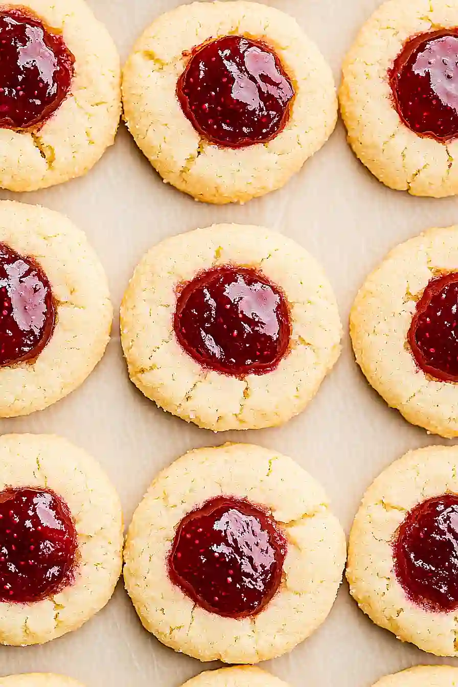 christmas jam thumbprint cookies
