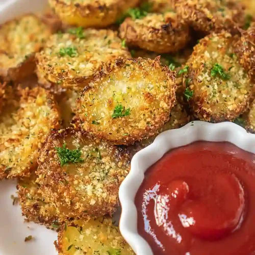 air fryer parmesan crusted potatoes