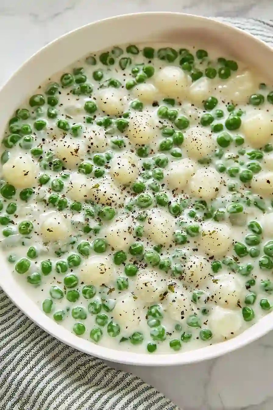 creamed peas and pearl onions