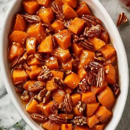 maple roasted sweet potatoes with pecans