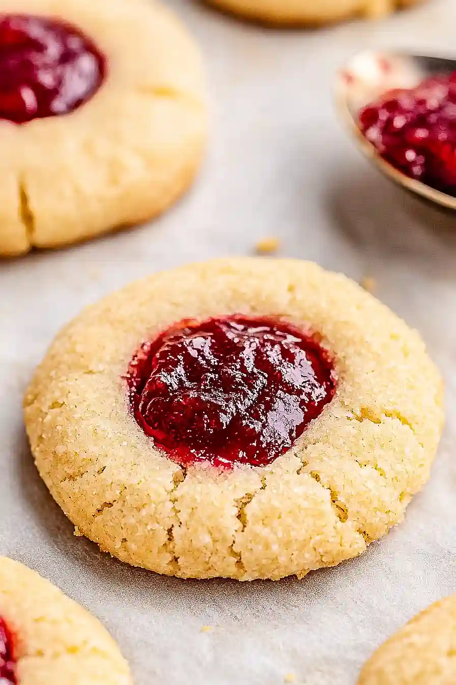 christmas jam thumbprint cookies