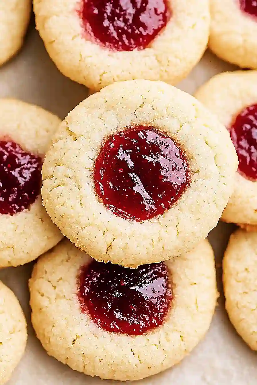 christmas jam thumbprint cookies