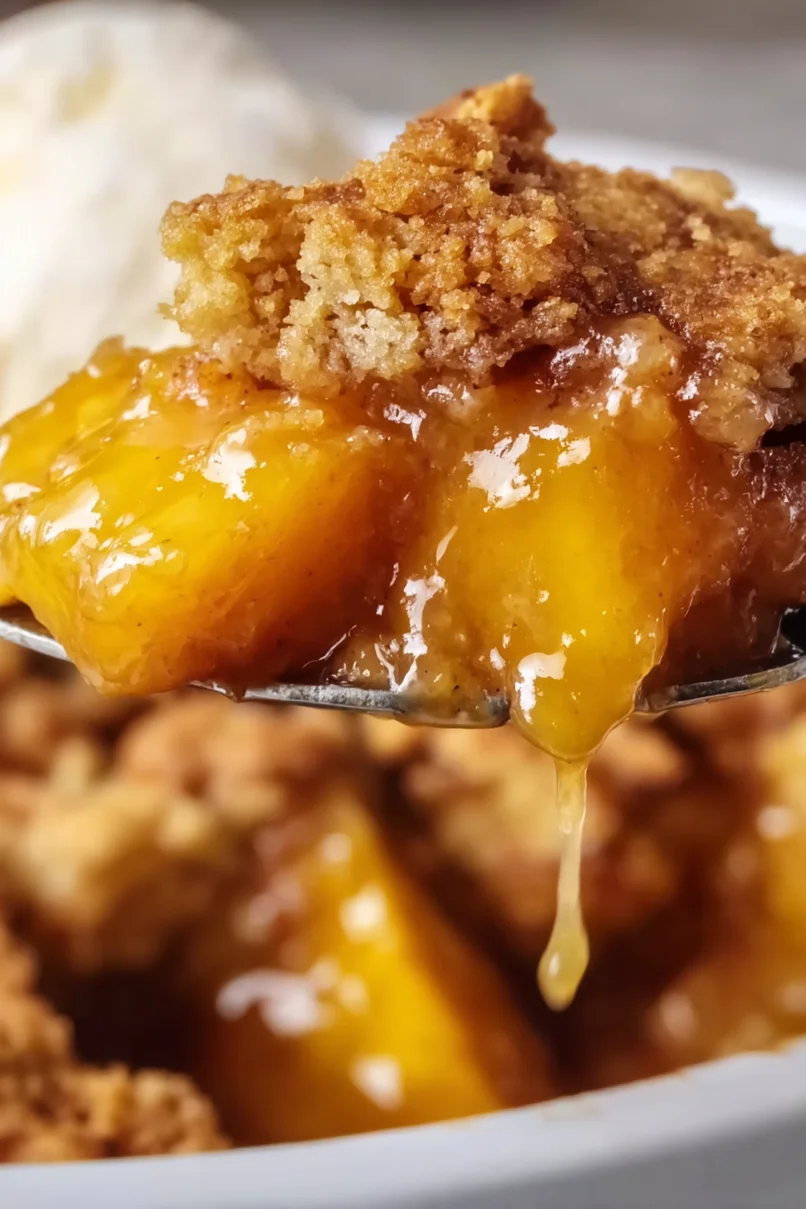 Tasty Crock Pot Peach Cobbler