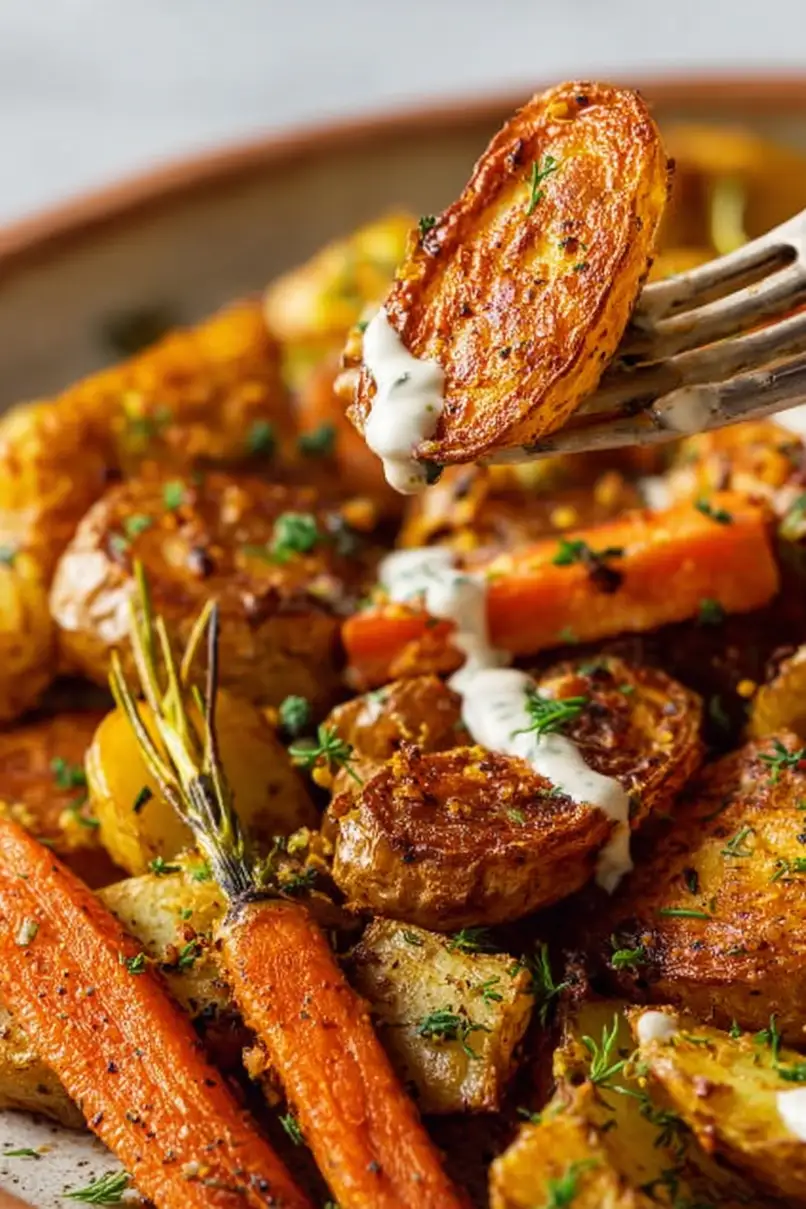 Juicy Baked Potatoes and Carrots