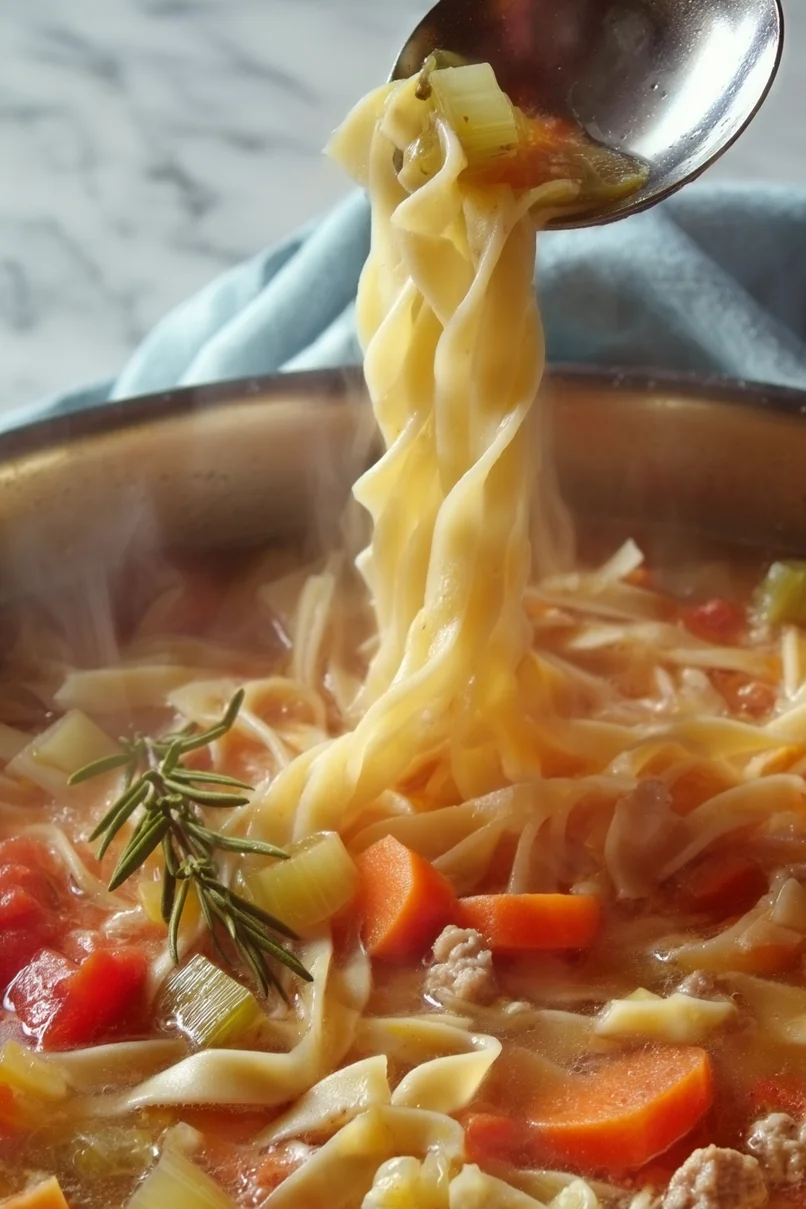 Easy Ground Turkey Noodle and Veggie Soup