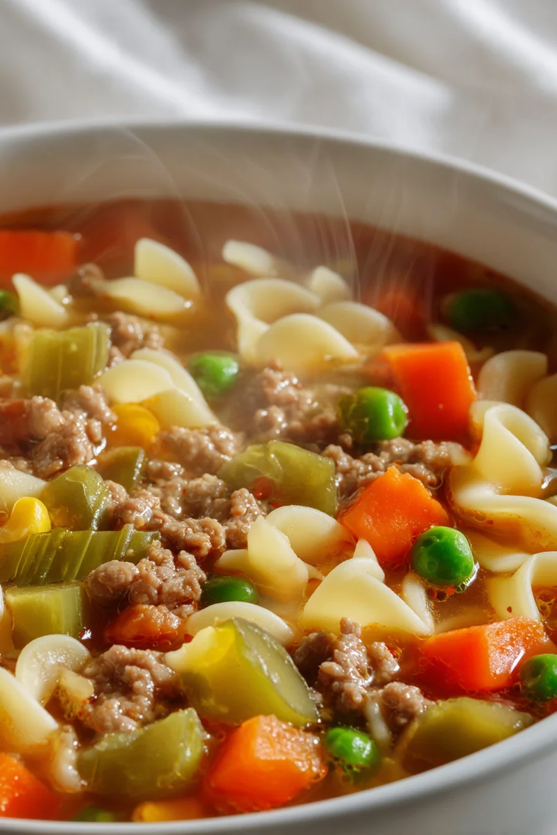Hearty Hamburger Soup with Egg Noodles