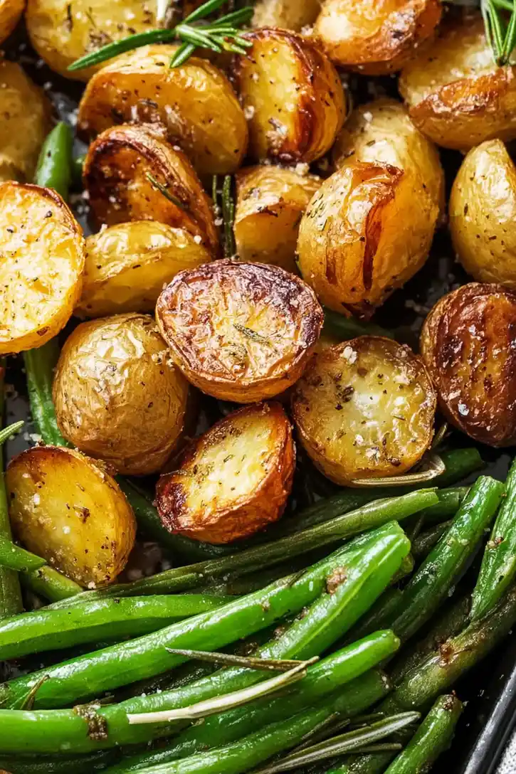 Seasoned Roasted Potatoes and Green Beans