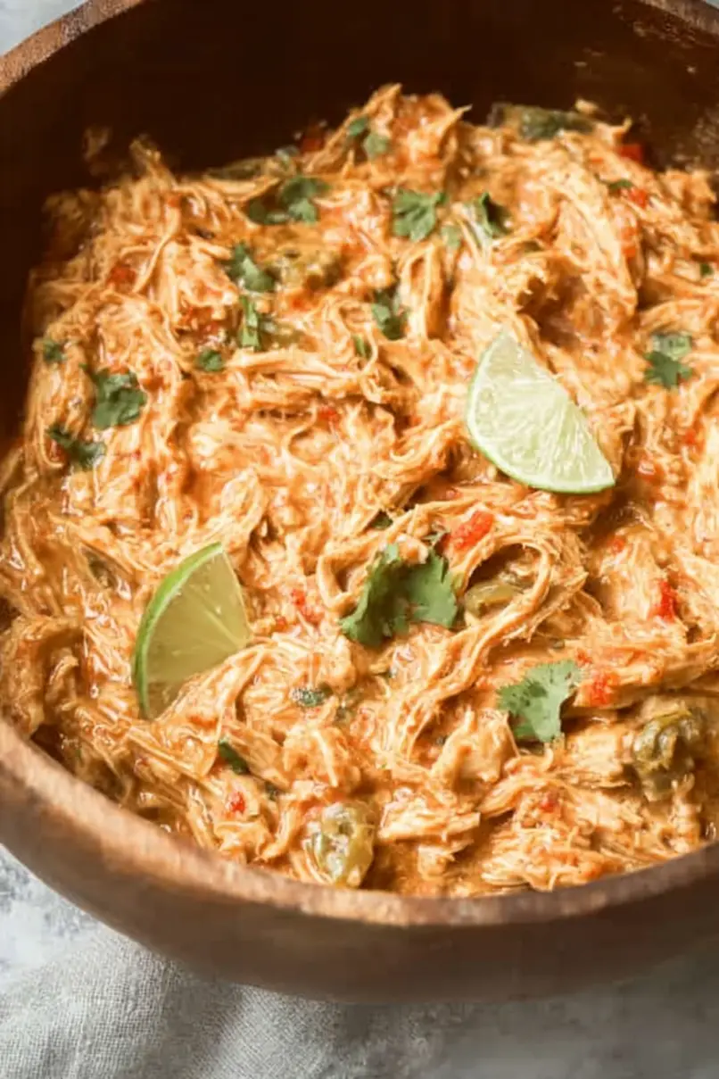 Quick Slow Cooker Salsa Chicken with Cream Cheese