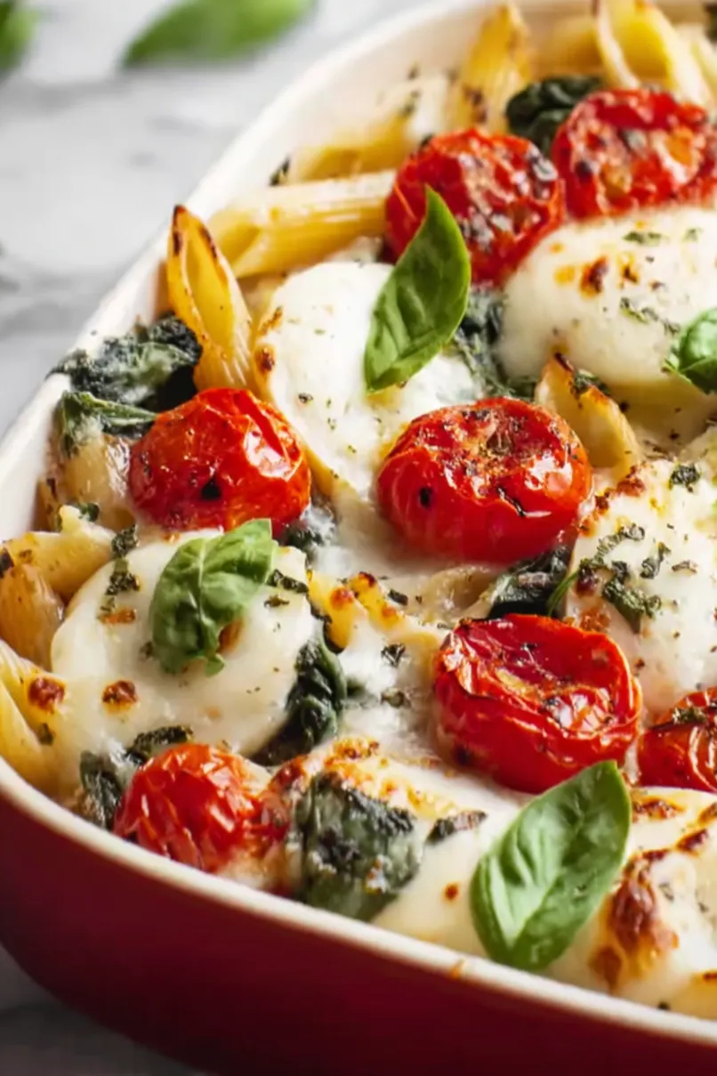 Healthy Caprese Pasta Bake