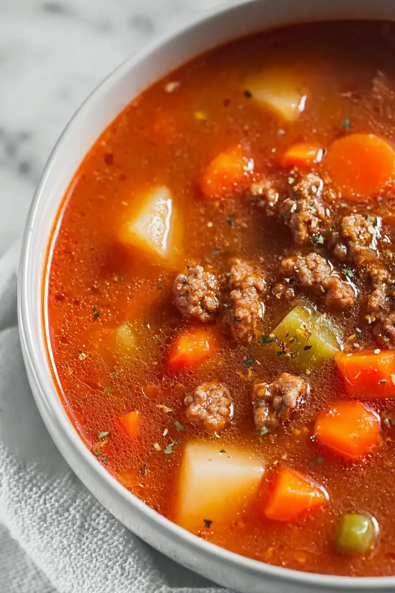 Tasty Crockpot Hamburger Soup Recipe