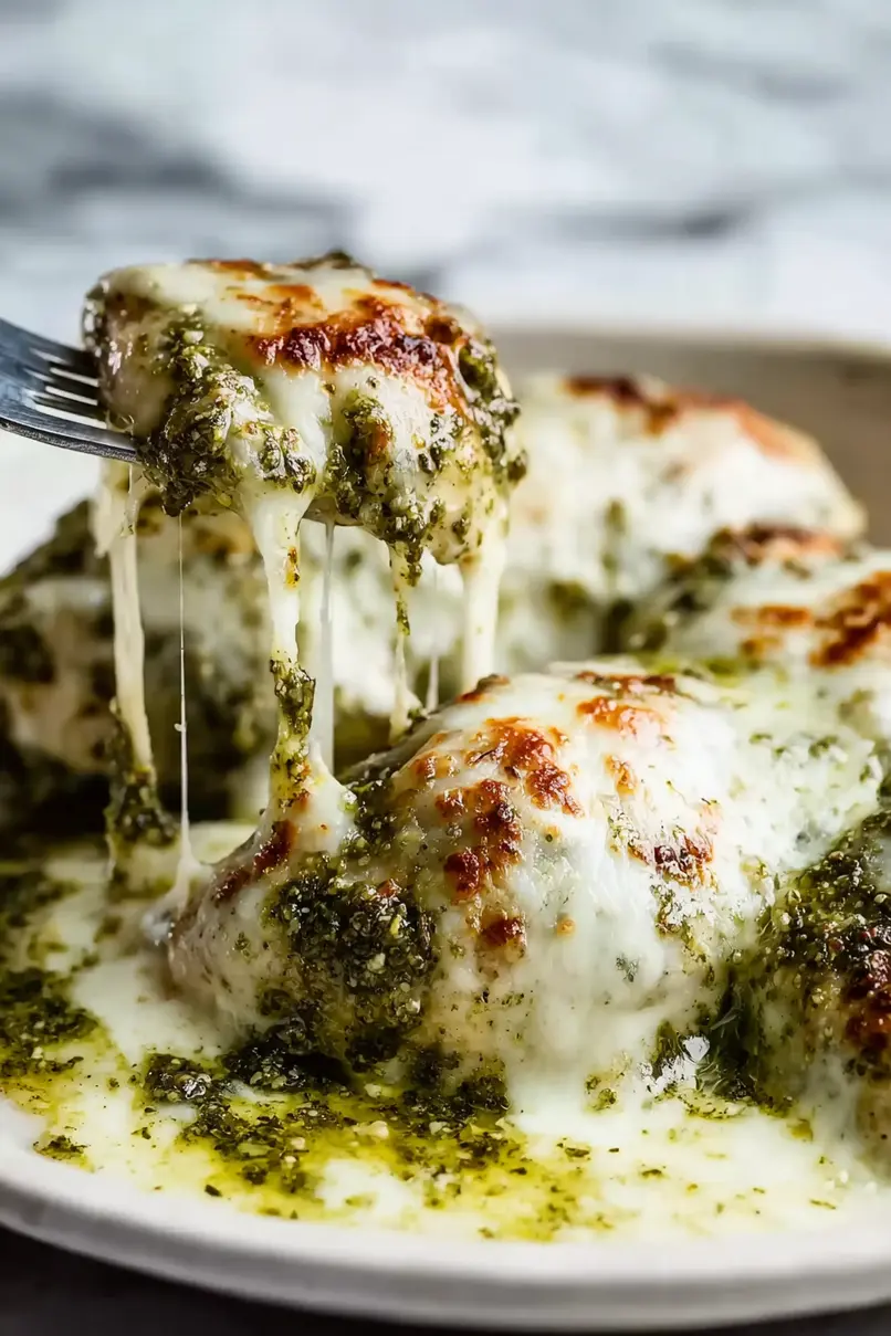 Cheesy Pesto Baked Chicken