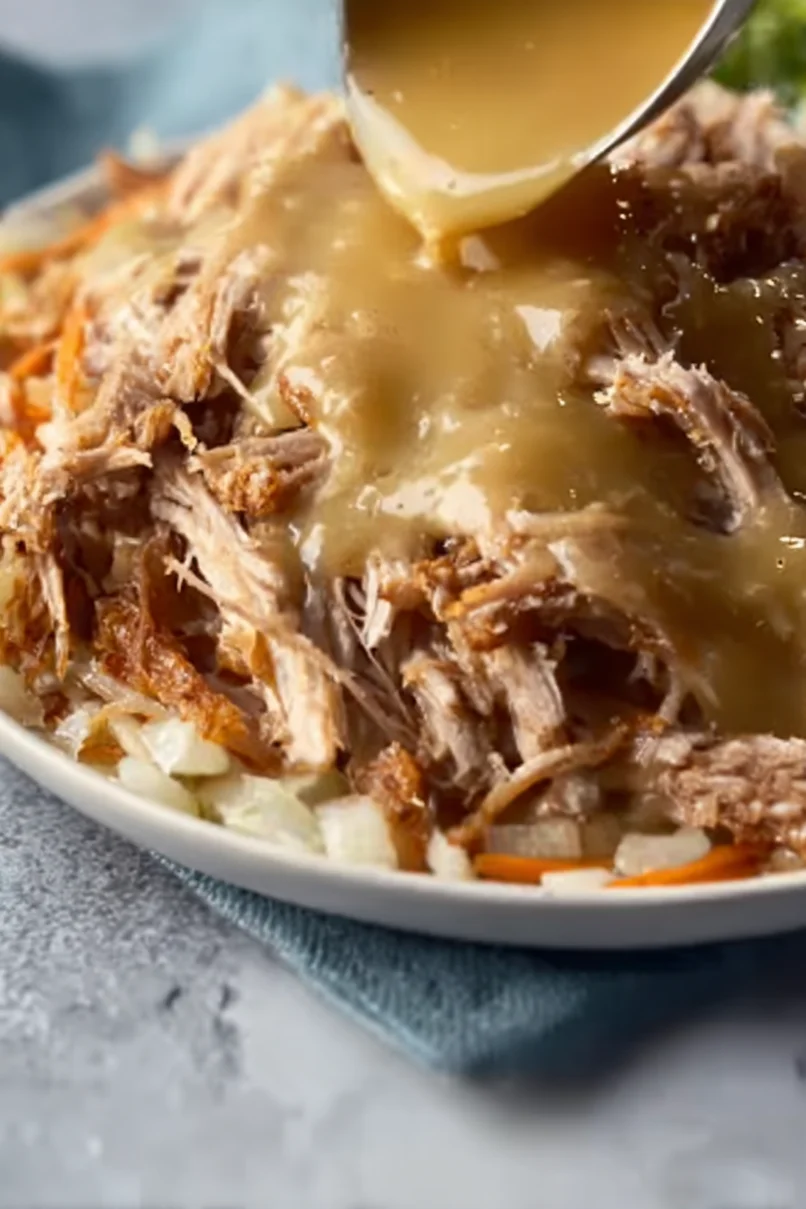 Tasty Crockpot Pork Shoulder Roast with Gravy