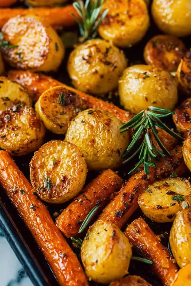Juicy Baked Potatoes and Carrots