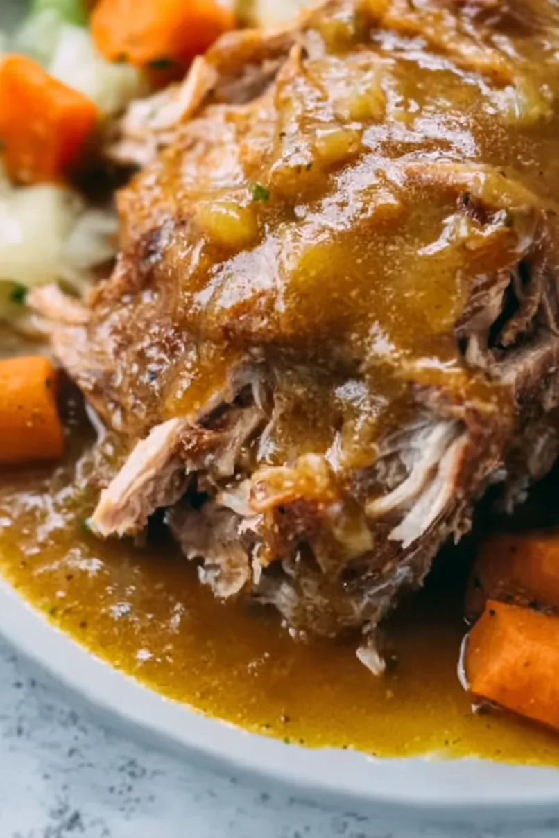 Tasty Crockpot Pork Shoulder Roast with Gravy