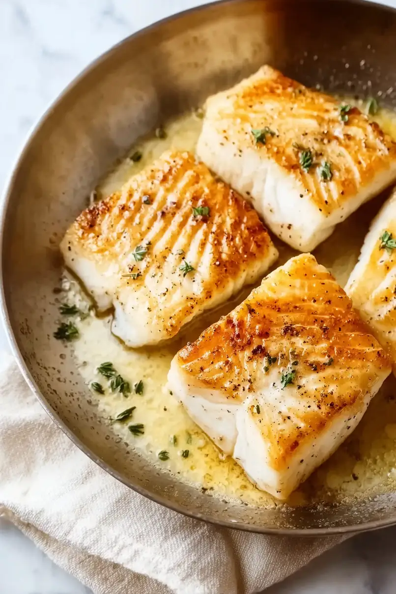 Tasty Halibut with Lemon Butter Sauce