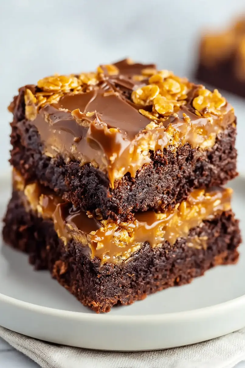 Quick Caramel Cornflake Brownies