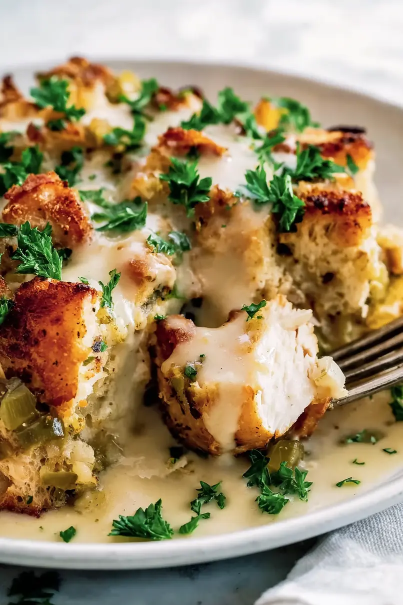 Easy Chicken and Stuffing Casserole