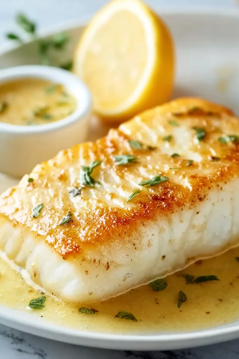 Tasty Halibut with Lemon Butter Sauce