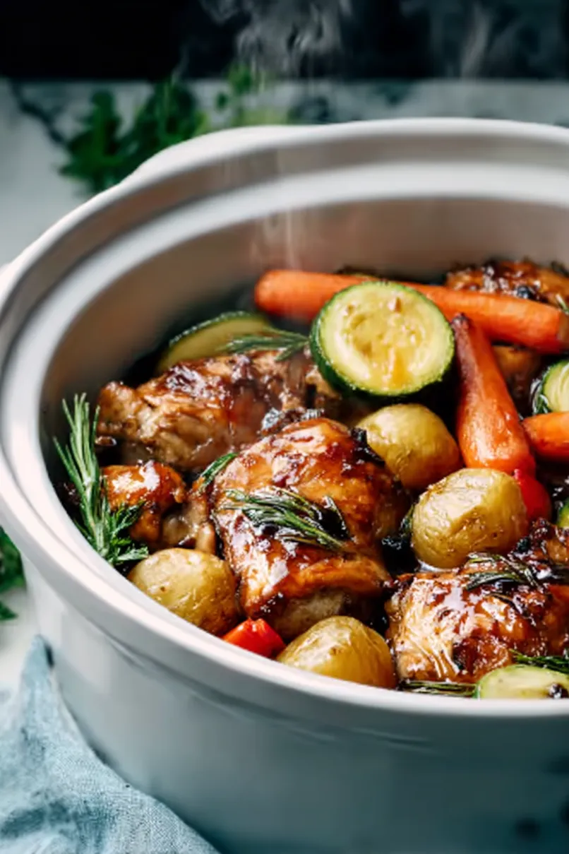 Easy Crock Pot Balsamic Chicken and Veggies