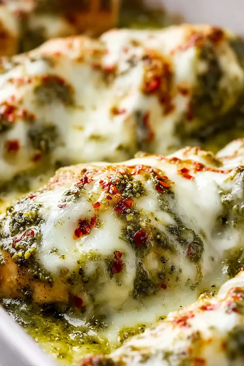Cheesy Pesto Baked Chicken
