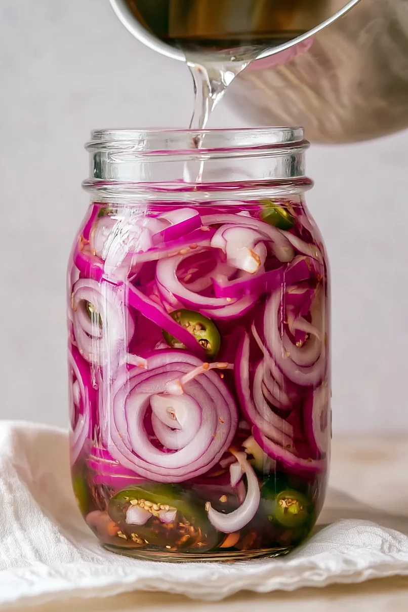 Quick Pickled Red Onions and Jalapenos