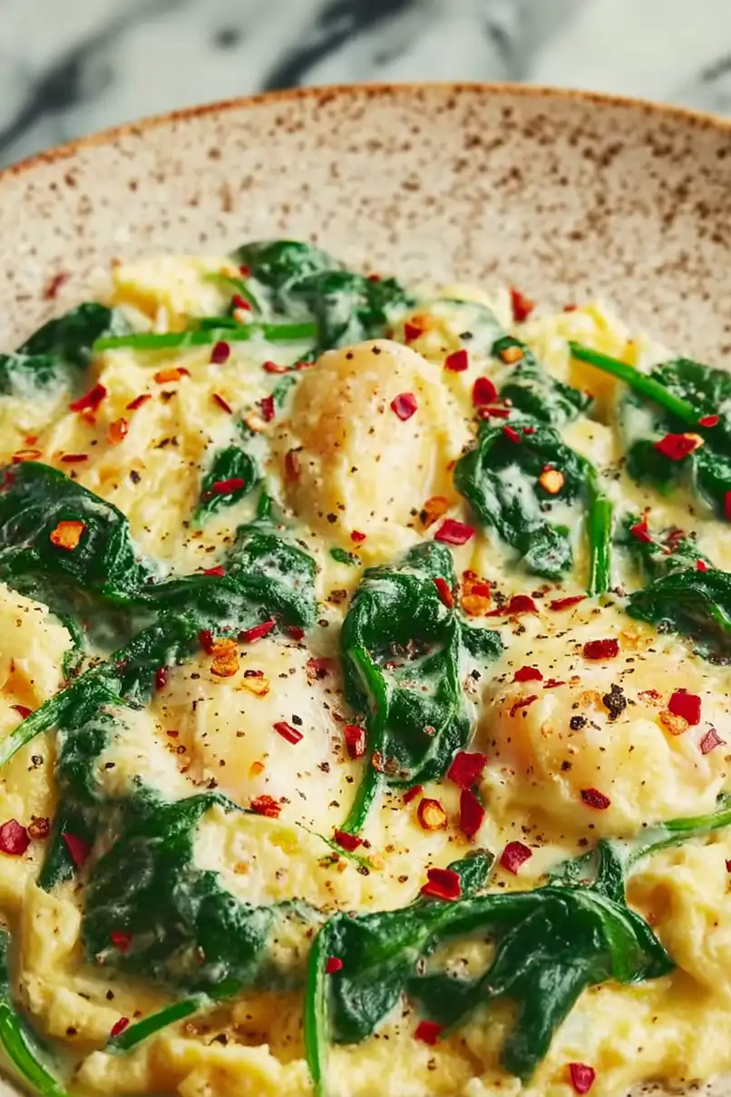 Healthy Scrambled Eggs with Spinach