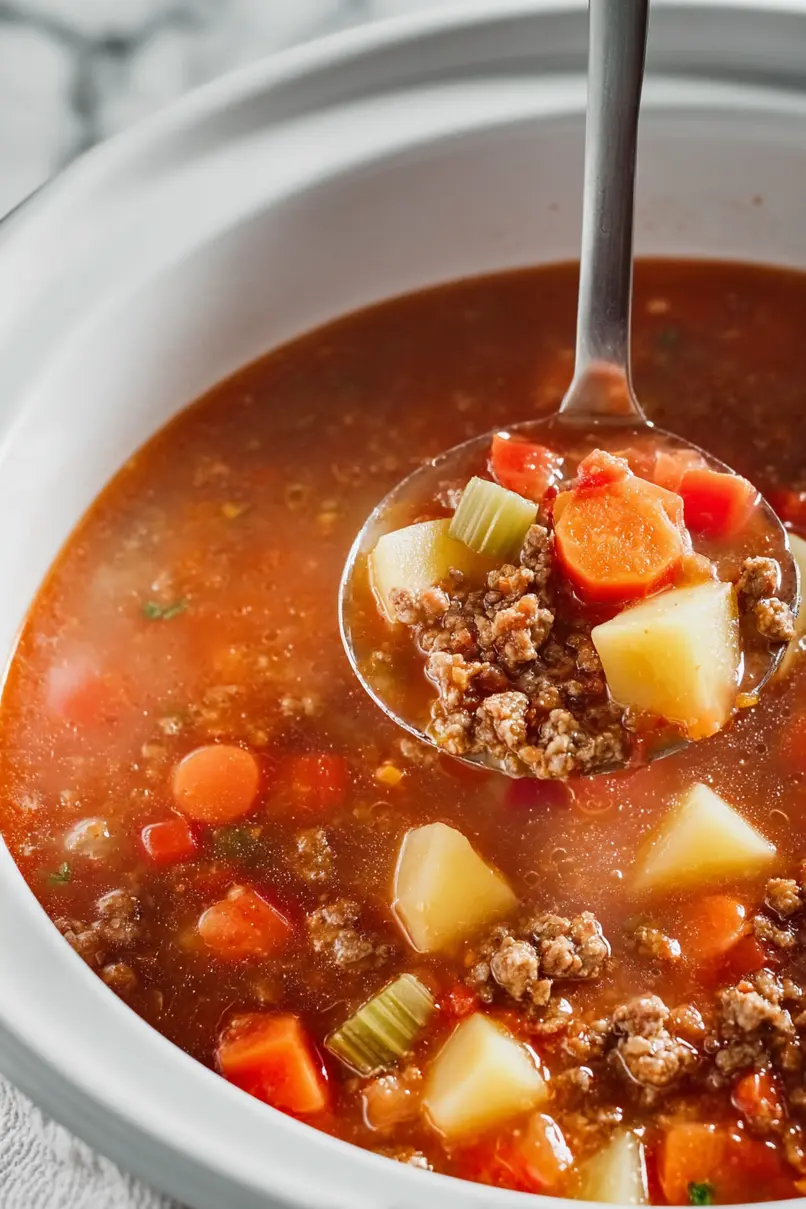 Tasty Crockpot Hamburger Soup Recipe