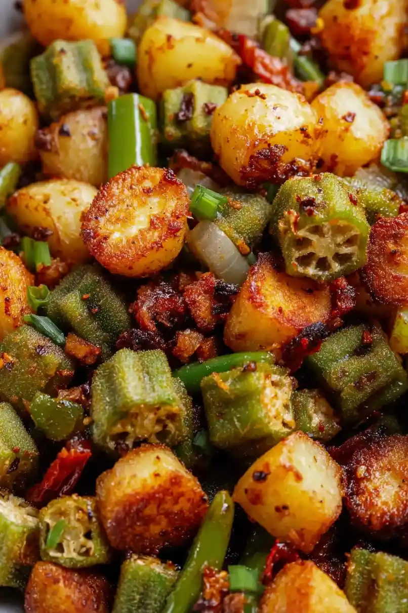 Savory Fried Okra and Potatoes