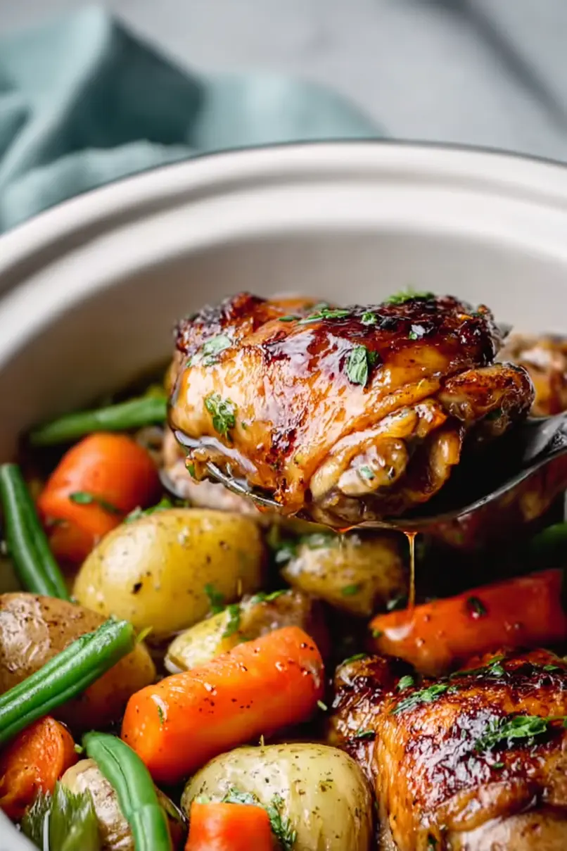 Easy Crock Pot Balsamic Chicken and Veggies