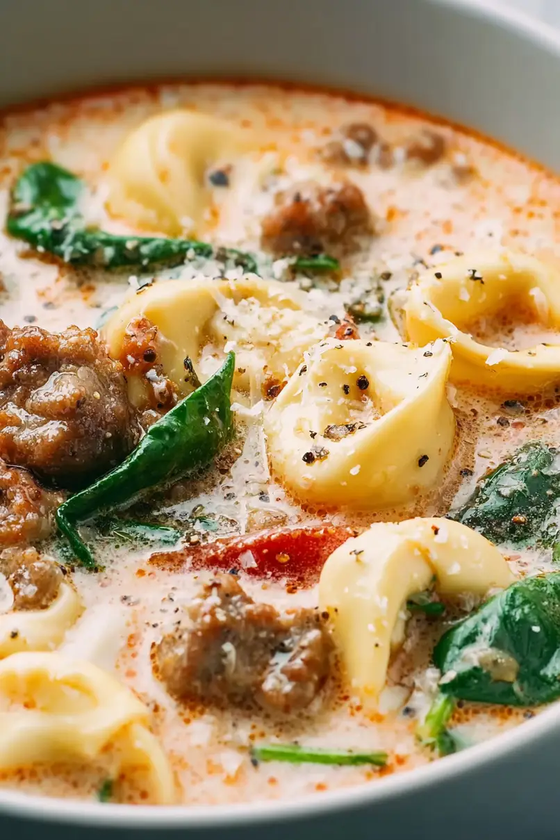 Rich Italian Sausage Tortellini Soup