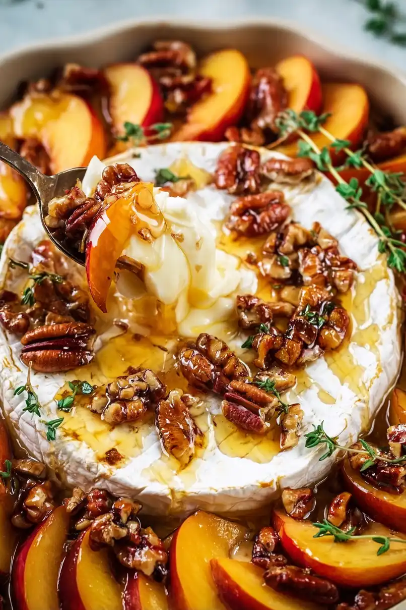 Quick Baked Brie with Peaches