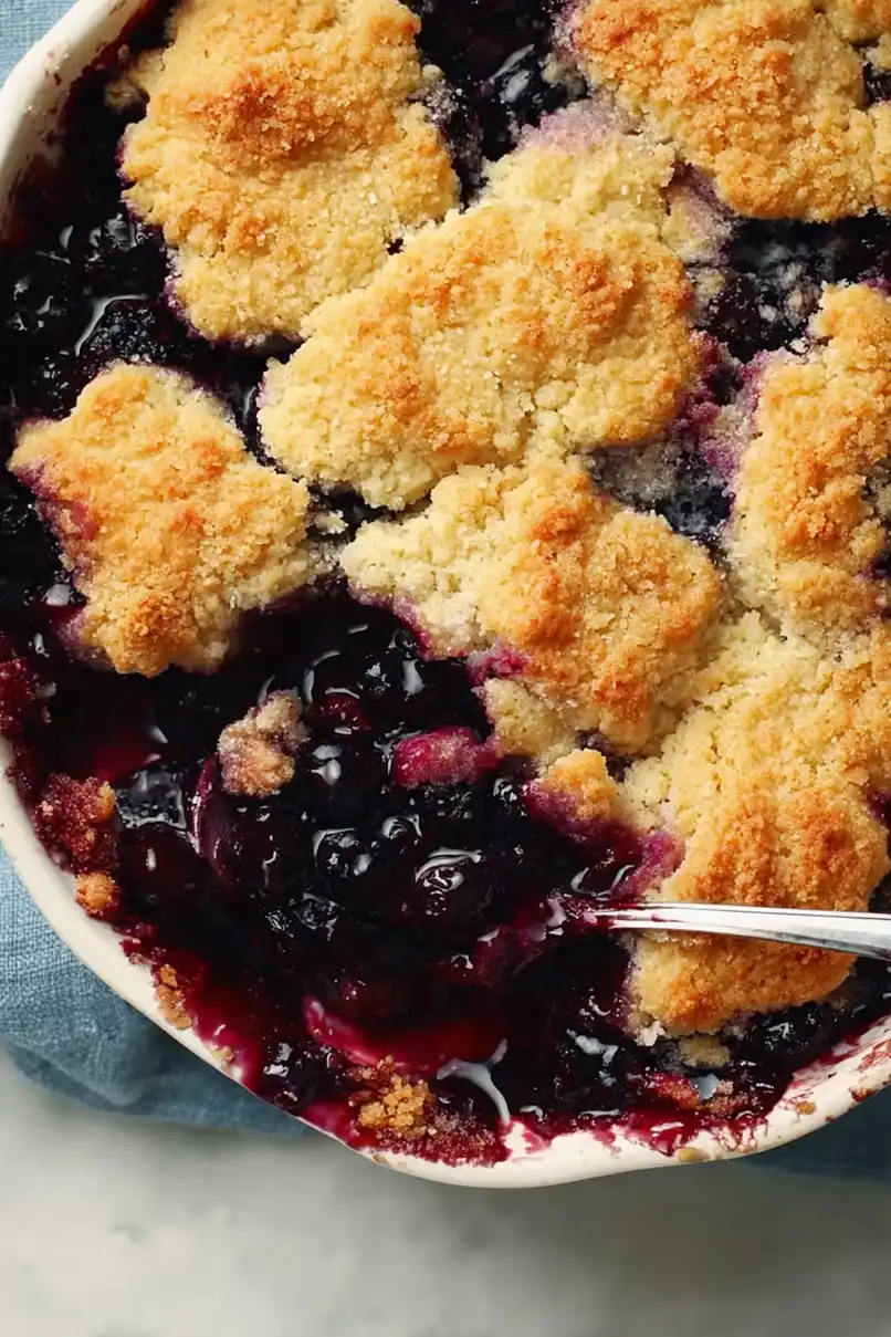 Quick Bisquick Blueberry Cobbler
