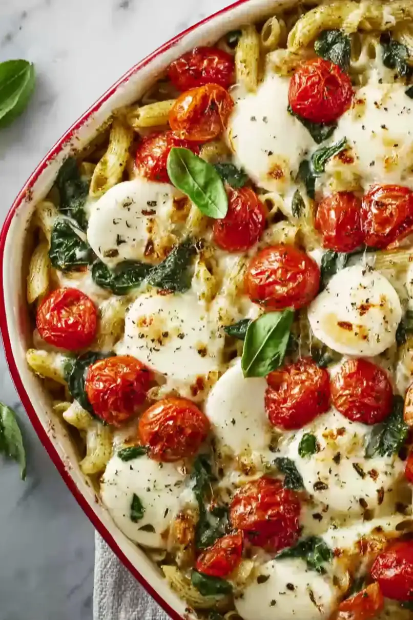 Healthy Caprese Pasta Bake