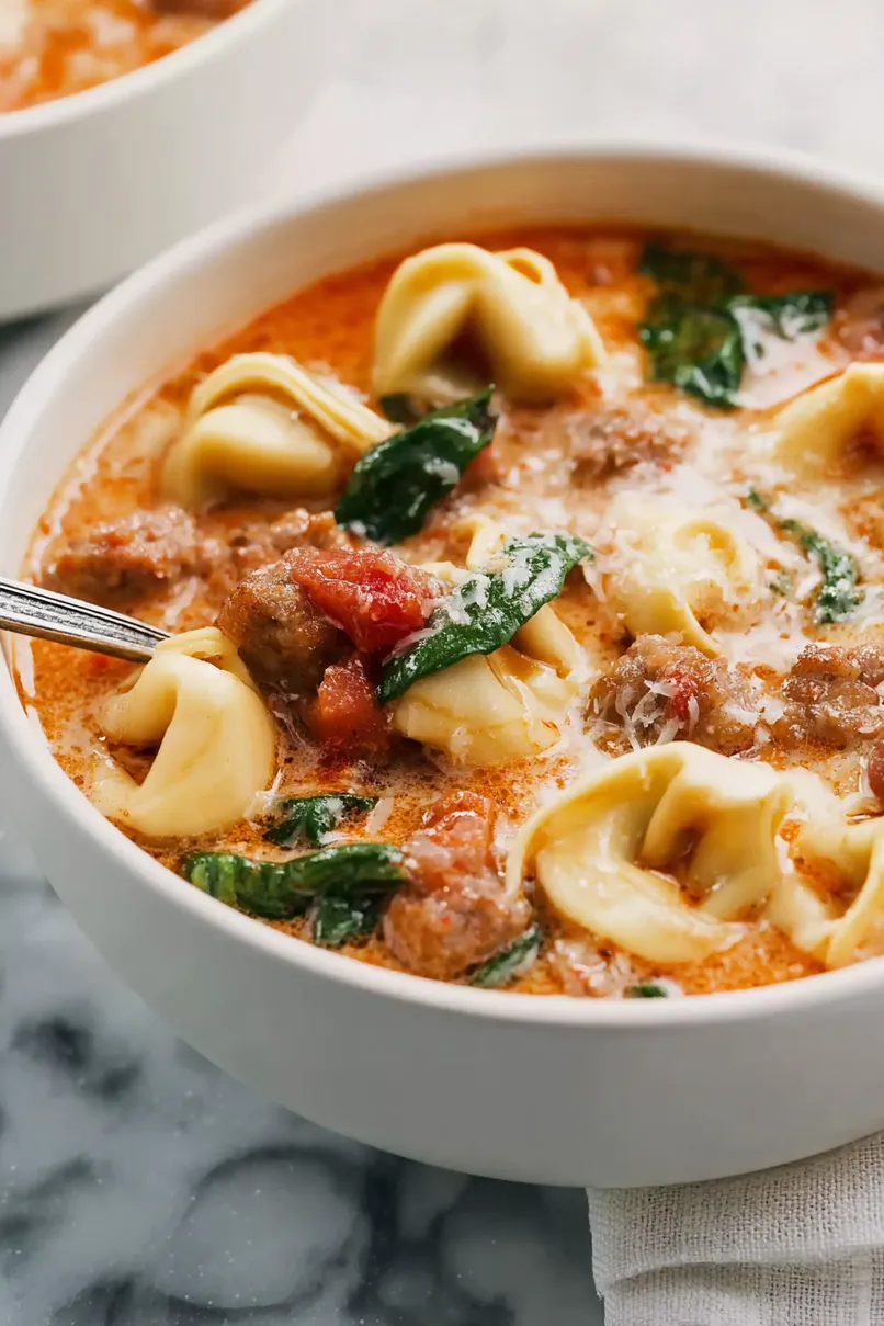 Rich Italian Sausage Tortellini Soup