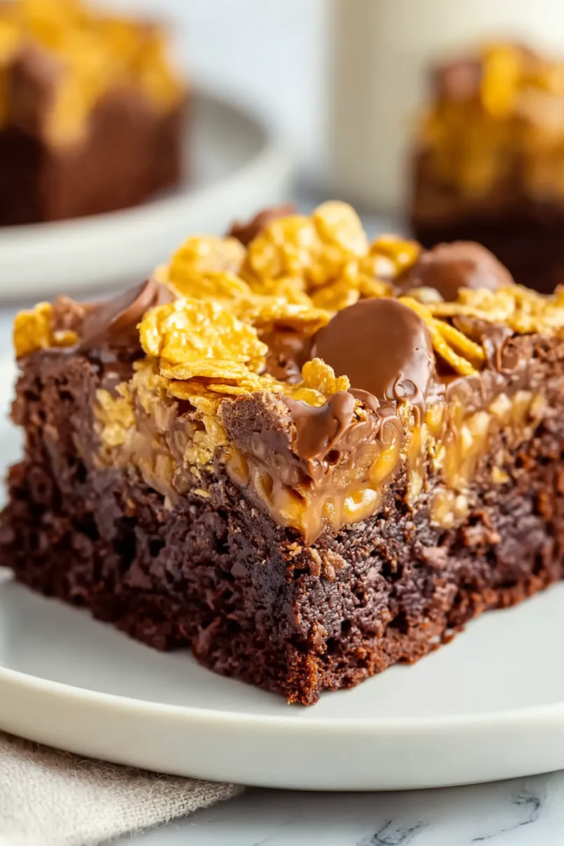 Quick Caramel Cornflake Brownies
