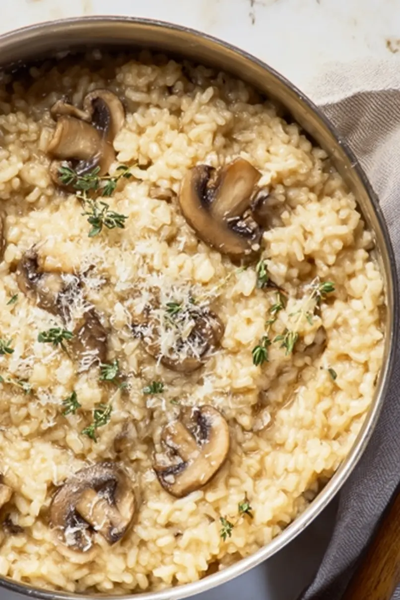 Rich Mushroom Risotto Without Wine