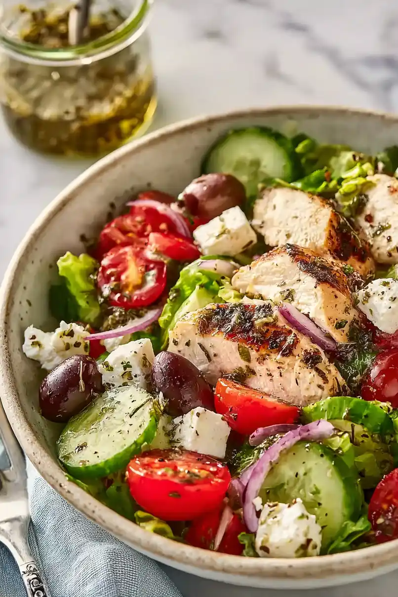 Easy Greek Salad with Chicken