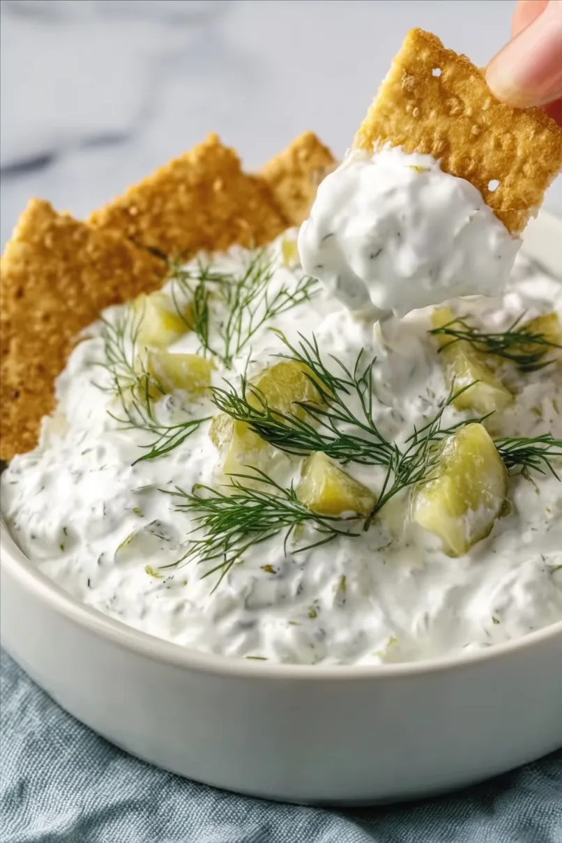 Creamy Dill Pickle Cottage Cheese Dip