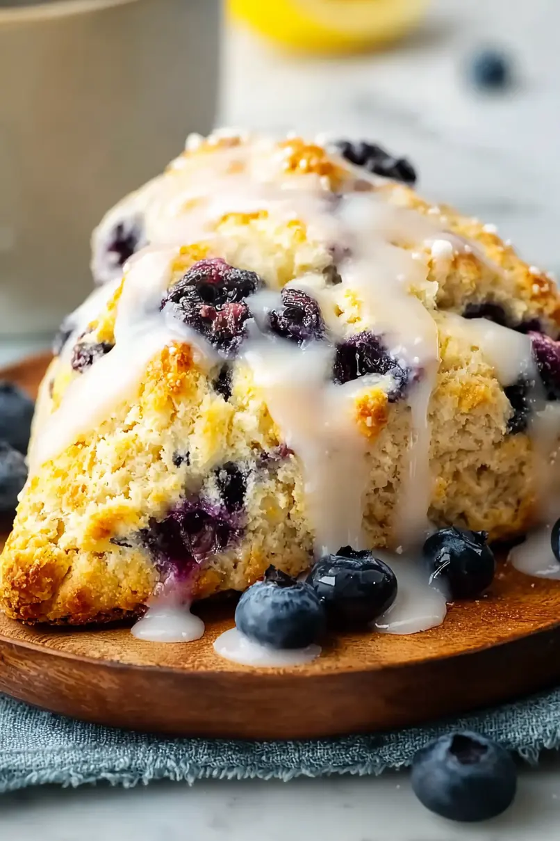 Homemade Blueberry Scones with Lemon Glaze