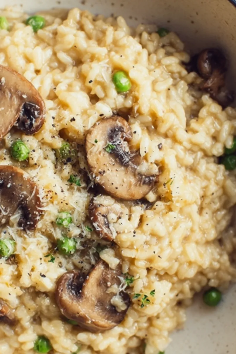 Rich Mushroom Risotto Without Wine