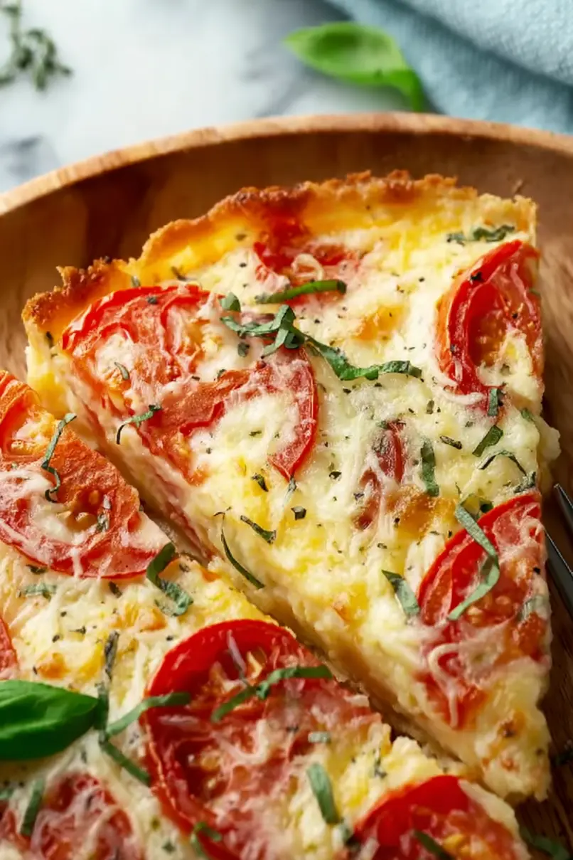 Cheesy Herb Crustless Tomato Pie