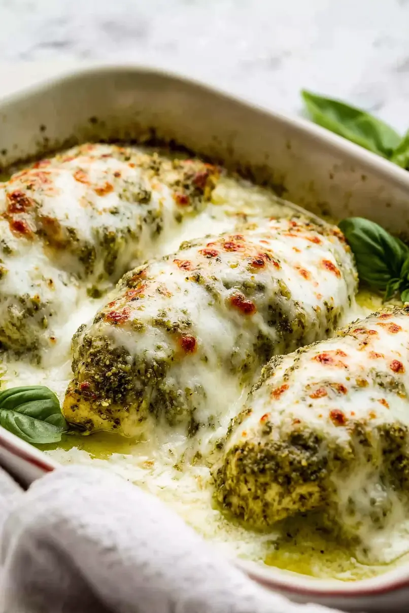 Cheesy Pesto Baked Chicken