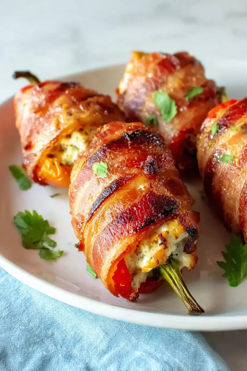 Flavorful Cream Cheese Stuffed Banana Peppers Wrapped in Bacon
