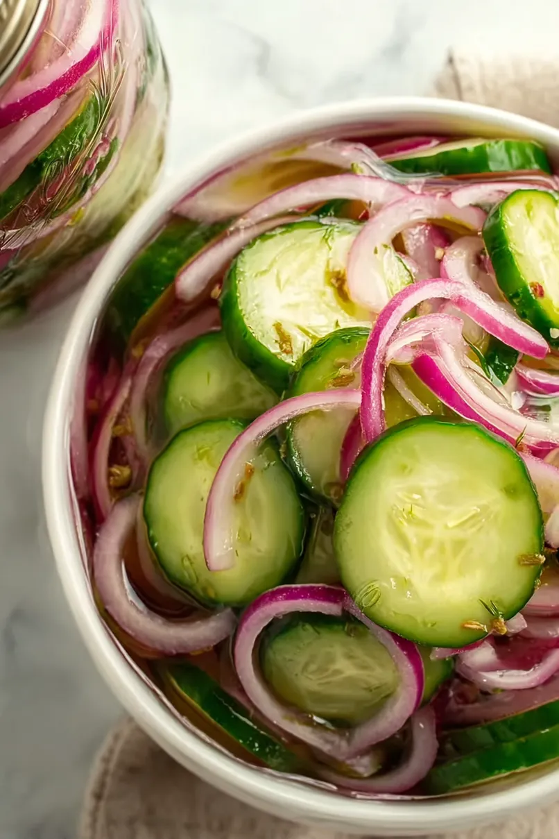 Flavorful Pickled Red Onions and Cucumbers