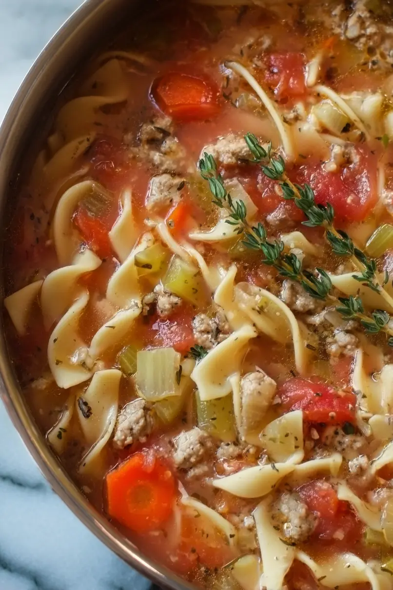 Easy Ground Turkey Noodle and Veggie Soup