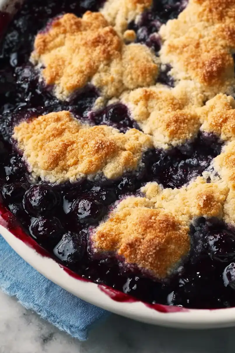 Quick Bisquick Blueberry Cobbler
